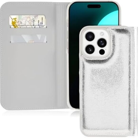 kate spade new york Wallet Folio Case iPhone 16 Pro Max Case - Silver Metallic - Picture 4 of 8